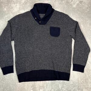 J.Crew Sweater Mens XL 100% Lambswool Navy Blue Knit Quiet Luxury